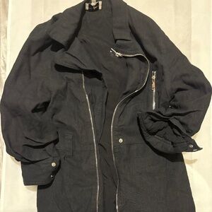 Skylar + Madison Black Linen Blend Utility Romper - Size Small